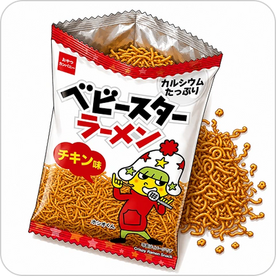 ベビースター：<br>Crunchy Ramen Snacks